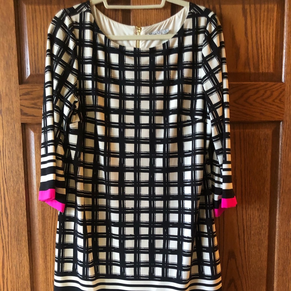 Eliza J pink, black and white dress